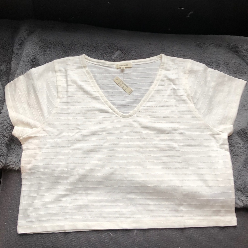 Madewell ivory v-neck crop top, XL